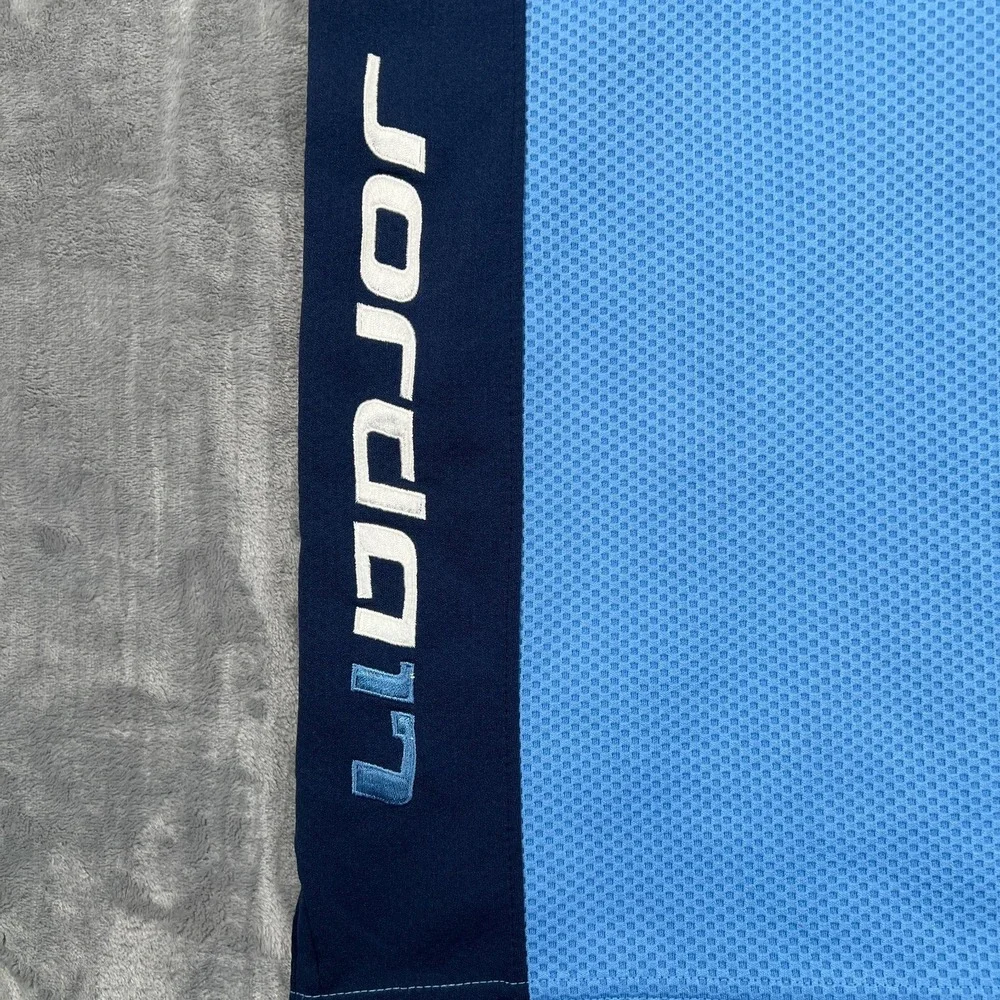 Vintage Y2K Nike Air Jordan Jersey Shirt Mens XL Blue Colorblock 17 V Neck UNC